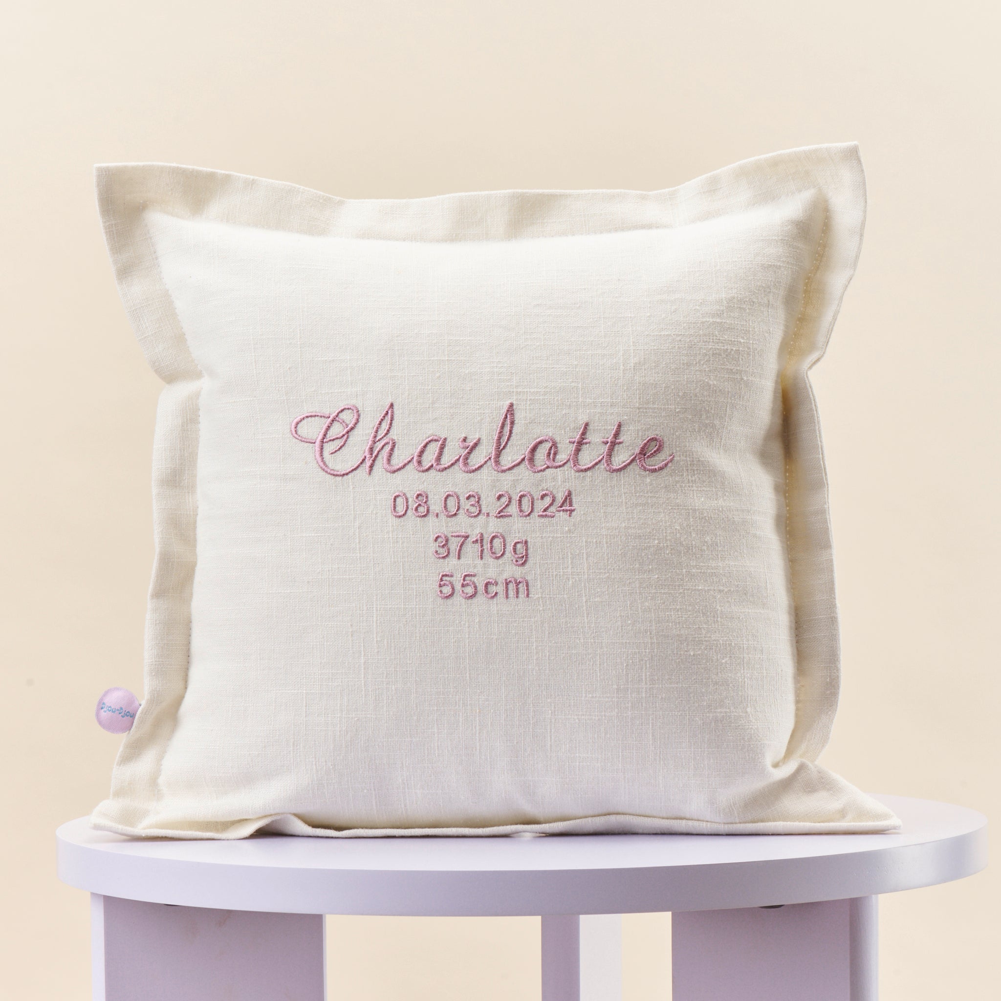 Geschenkset – personalisiertes Geburtskissen & Kulturtasche zur Geburt oder Taufe