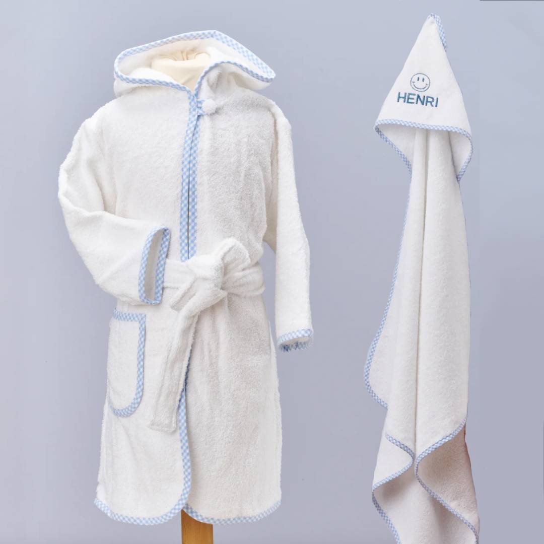 Bademantel & Kapuzenhandtuch Geschenkset – personalisiertes Babygeschenk zur Geburt oder Taufe