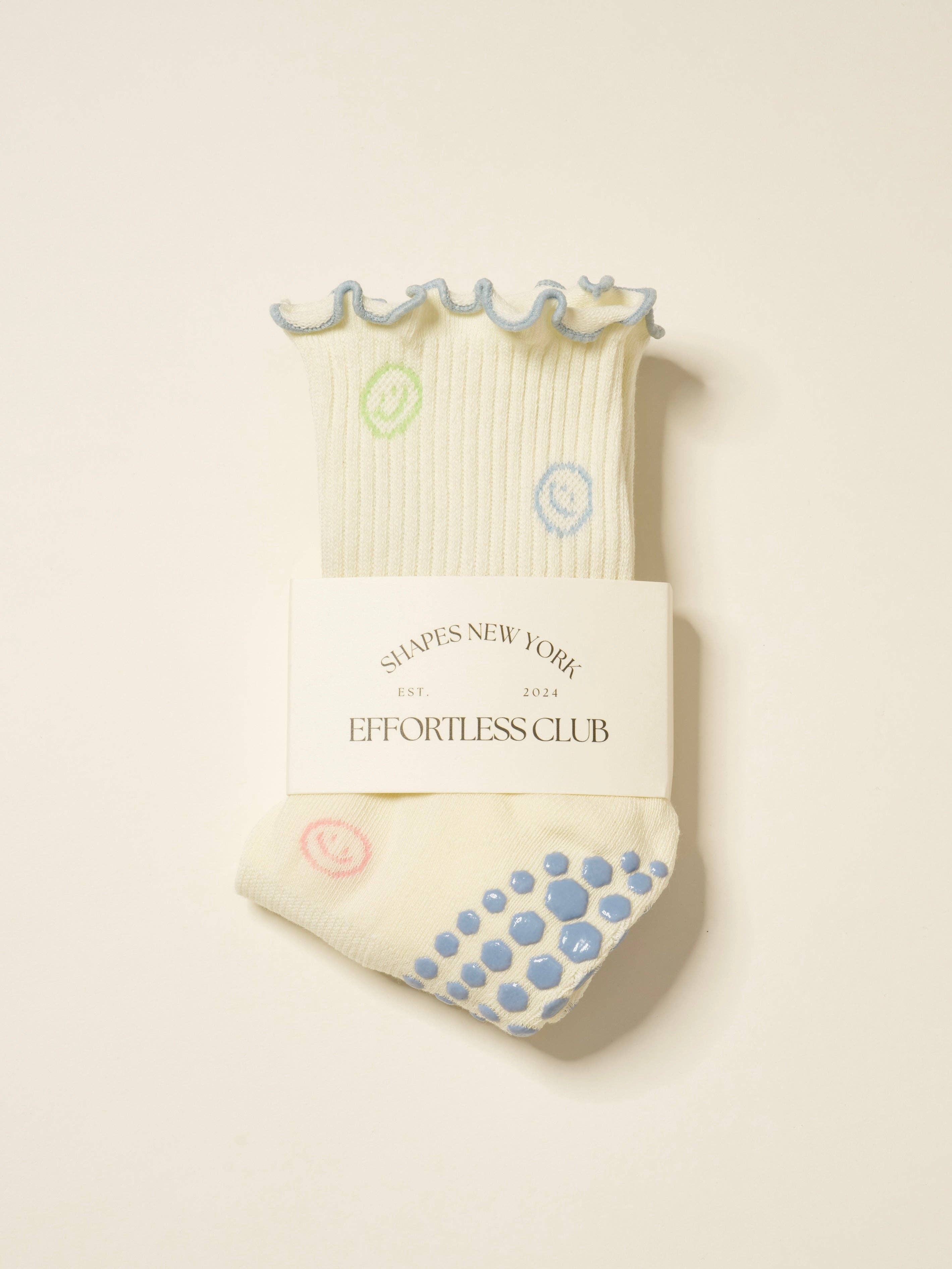 😊 Smiley Face Ruffle Grip Socke, Pilates-Socken