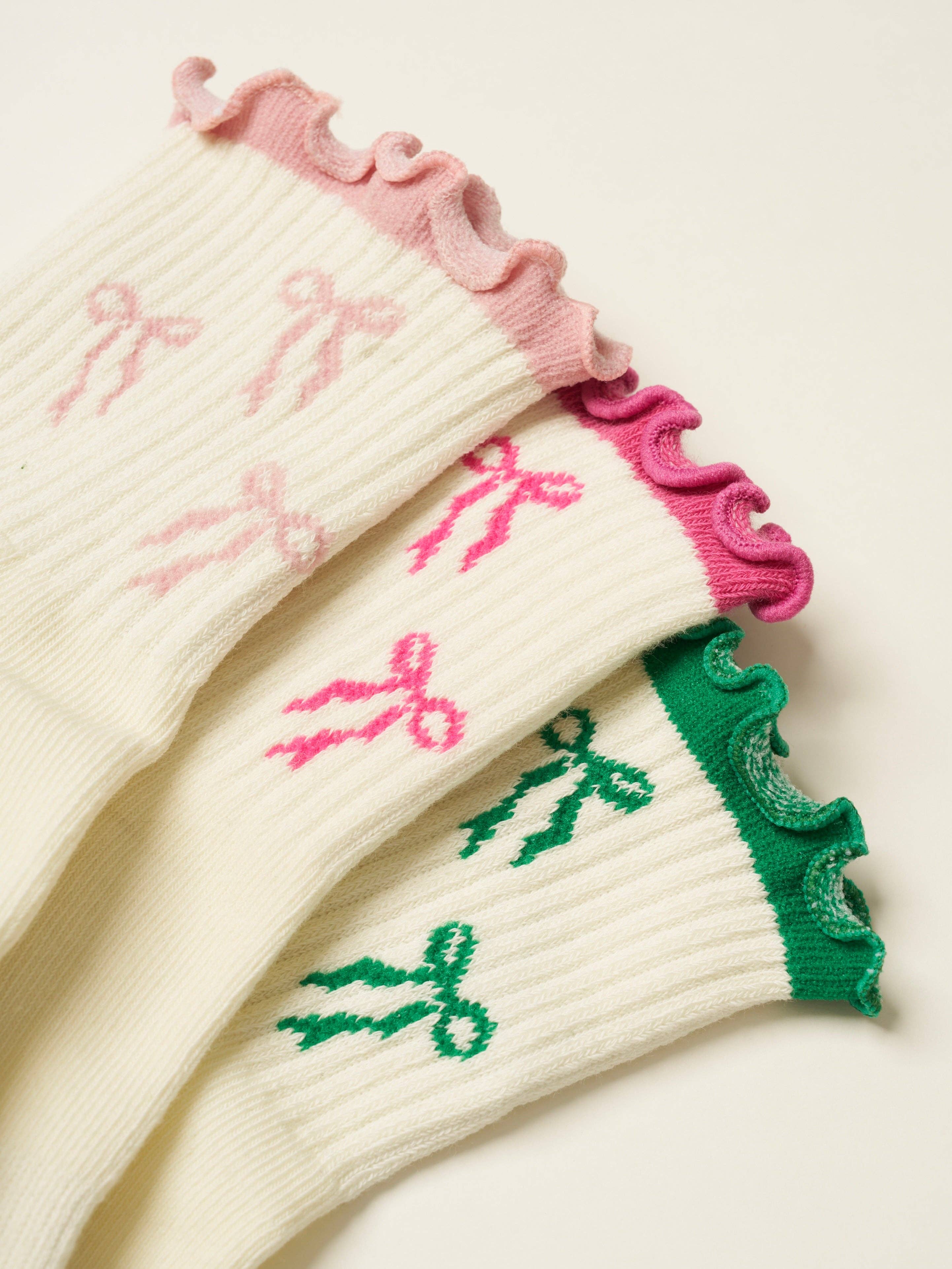 🎀 Schleifen-Rüschengriffsocke [Weichrosa], Pilates-Socken
