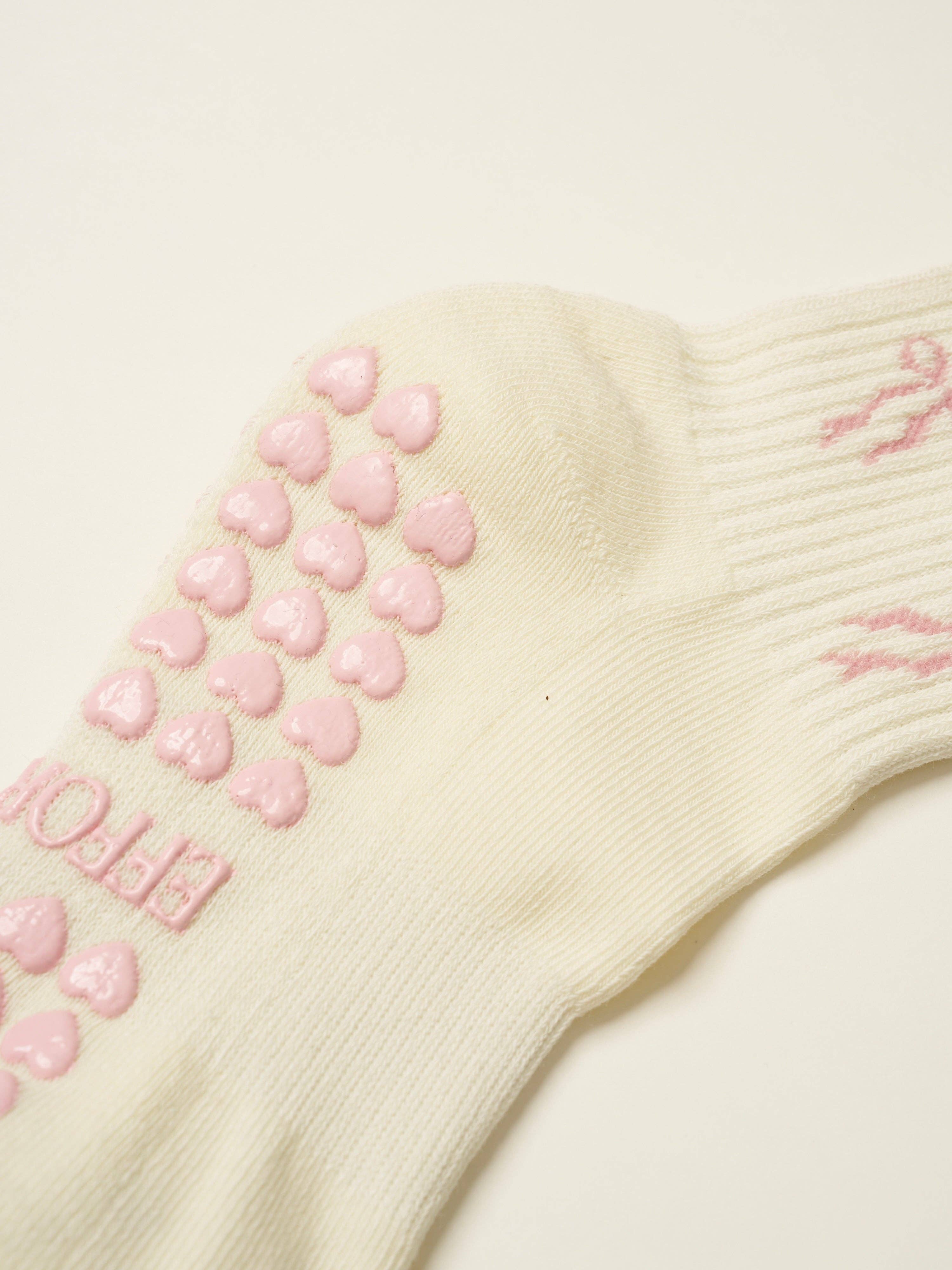 🎀 Schleifen-Rüschengriffsocke [Weichrosa], Pilates-Socken