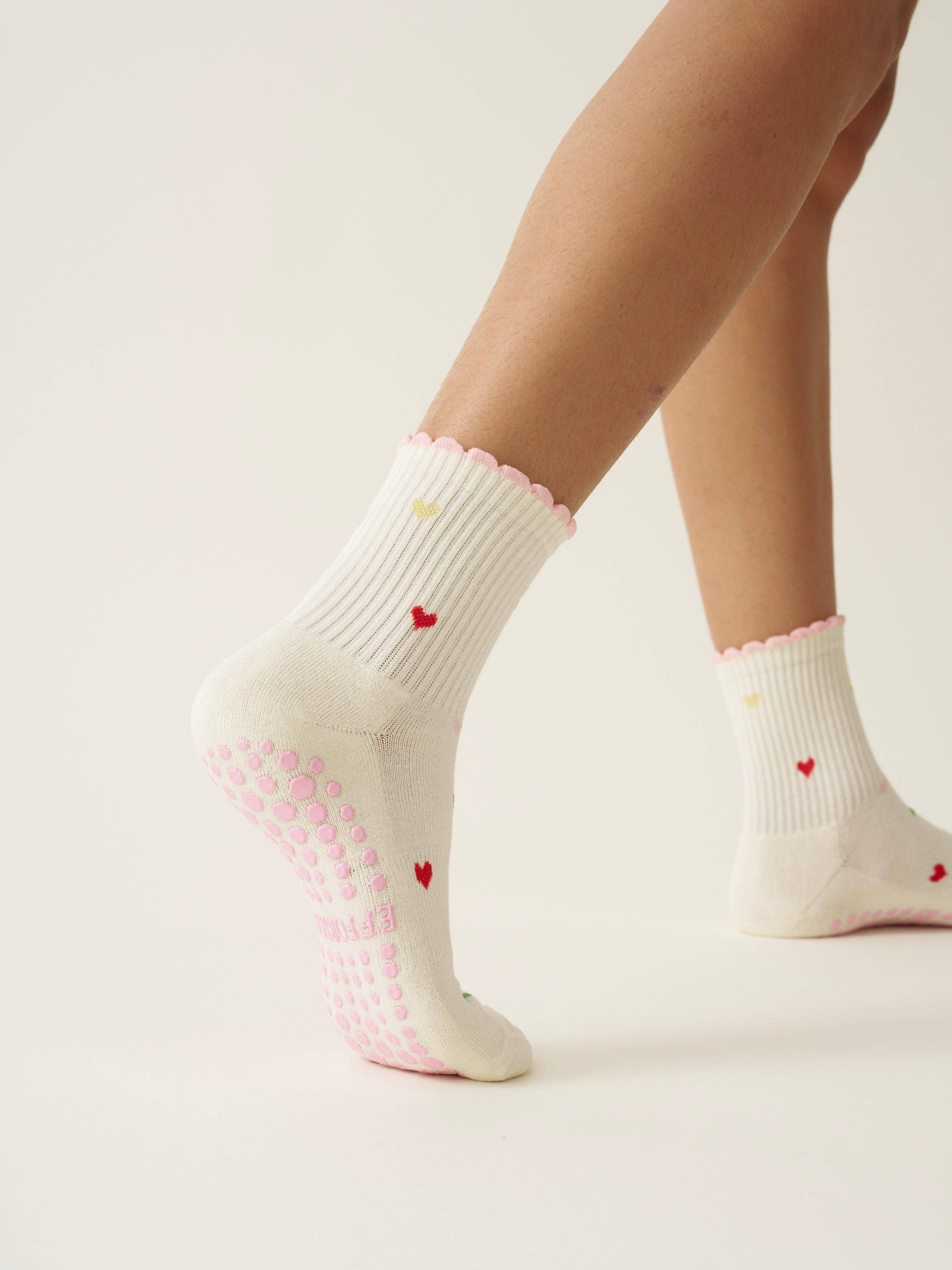 💕 Mini Herz Blütenblatt Griffsocke, Pilates-Socken