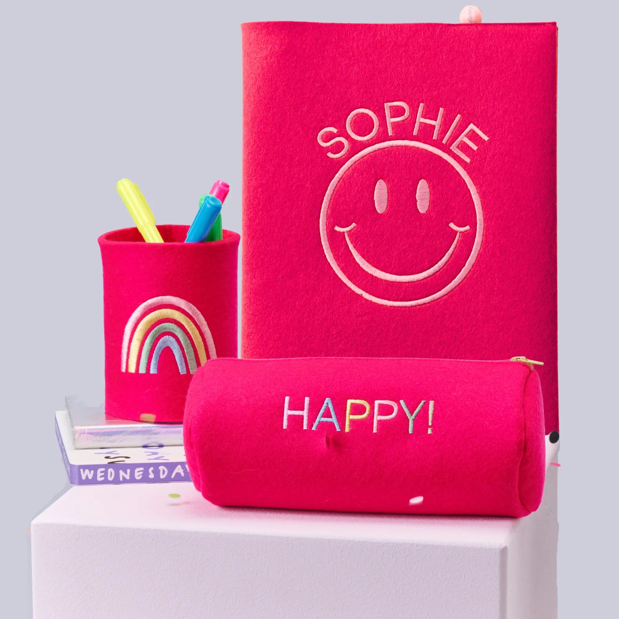 Geschenkset – personalisierte Zeugnismappe & Stiftebecher  zur Einschulung